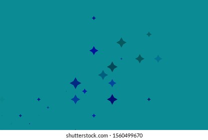 Light BLUE vector cover with small and big stars. Blurred decorative design in simple style with stars. Best design for your ad, poster, banner.