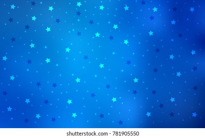 Light BLUE vector cover with small and big stars. Decorative shining illustration with stars on abstract template. Smart design for your business advert.