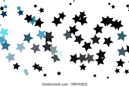 Light BLUE vector cover with small and big stars. Stars on blurred abstract background with gradient. Best design for your ad, poster, banner.