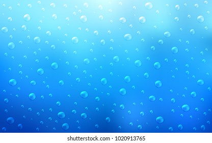 Light BLUE vector cover with spots. Glitter abstract illustration with blurred drops of rain. The pattern can be used for ads, leaflets of liquid.
