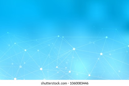 Light BLUE vector cover with spots, lines. Glitter abstract illustration with connection of triangle structure. Pattern can be used for ads, leaflets.
