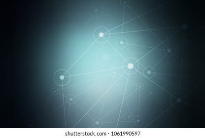 Light BLUE vector cover with spots, lines. Design with connection of dots and lines on colorful background. Pattern can be used for futuristic ad, booklets.