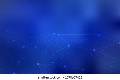 Light BLUE vector cover with spots, lines. Glitter abstract illustration with connection of triangle structure. Pattern can be used as texture of wallpapers.