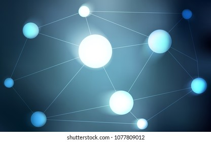 Light BLUE vector cover with spots, lines. Glitter abstract illustration with connection of triangle structure. Pattern can be used for futuristic ad, booklets.
