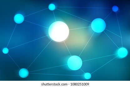 Light BLUE vector cover with spots, lines. Illustration with set of colorful abstract circles and lines. Pattern can be used for futuristic ad, booklets.