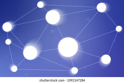 Light BLUE vector cover with spots, lines. Abstract illustration with colorful discs and triangles. Pattern can be used for futuristic ad, booklets.
