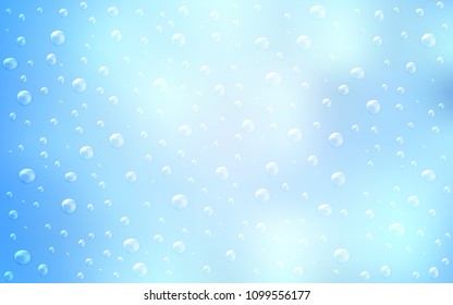 Light BLUE vector cover with spots. Glitter abstract illustration with blurred drops of rain. Pattern can be used as texture of water, rain drops.