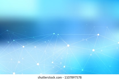 Light BLUE vector cover with spots, lines. Design with connection of dots and lines on colorful background. Pattern can be used for futuristic ad, booklets.