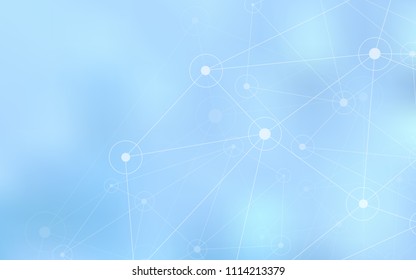 Light BLUE vector cover with spots, lines. Design with connection of dots and lines on colorful background. Pattern can be used for beautiful websites.