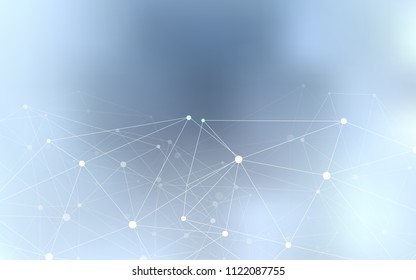 Light BLUE vector cover with spots, lines. Glitter abstract illustration with connection of triangle structure. Pattern can be used for ads, leaflets.