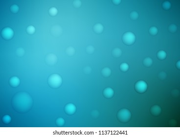 Light BLUE vector cover with spots. Illustration with set of shining colorful abstract circles. The pattern can be used for aqua ad, booklets.