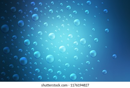 Light BLUE vector cover with spots. Glitter abstract illustration with blurred drops of rain. Pattern can be used as texture of water, rain drops.