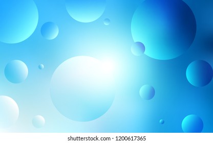 Light BLUE vector cover with spots. Glitter abstract illustration with blurred drops of rain. Pattern can be used for beautiful websites.