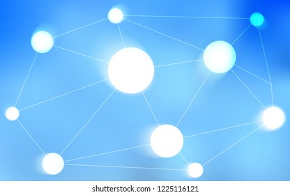 Light BLUE vector cover with spots, lines. Design with connection of dots and lines on colorful background. Pattern can be used for ads, leaflets.