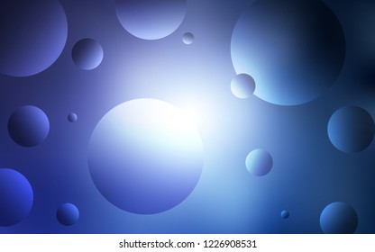 Light BLUE vector cover with spots. Glitter abstract illustration with blurred drops of rain. Pattern can be used for beautiful websites.