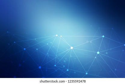 Light BLUE vector cover with spots, lines. Glitter abstract illustration with connection of triangle structure. Beautiful design for your business advert.
