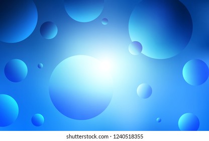 Light BLUE vector cover with spots. Glitter abstract illustration with blurred drops of rain. Completely new template for your brand book.