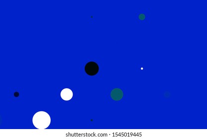 Light BLUE vector cover with spots. Abstract illustration with colored bubbles in nature style. Pattern of water, rain drops.