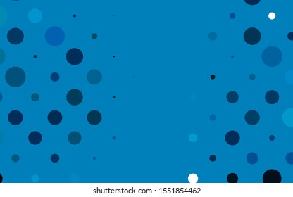 Light BLUE vector cover with spots. Beautiful colored illustration with blurred circles in nature style. Pattern of water, rain drops.