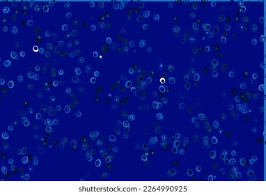 Light BLUE vector cover with spots. Illustration with set of shining colorful abstract circles. Pattern of water, rain drops.