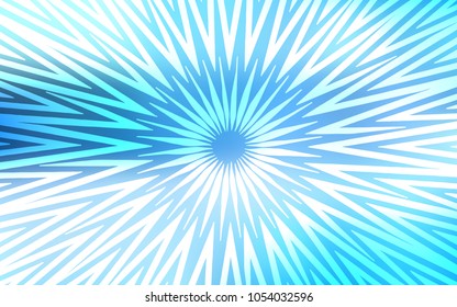 Light BLUE vector cover with stright stripes. Glitter abstract illustration with colored sticks. Template for your beautiful backgrounds.