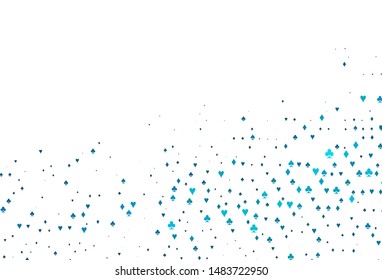 Light BLUE vector cover with symbols of gamble. Glitter abstract sketch with isolated symbols of playing cards. Pattern for booklets, leaflets of gambling houses.