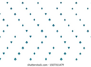 Light BLUE vector cover with symbols of gamble. Colorful gradient with signs of hearts, spades, clubs, diamonds. Pattern for booklets, leaflets of gambling houses.