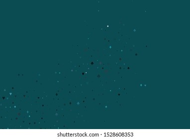 Light BLUE vector cover with symbols of gamble. Blurred decorative design of hearts, spades, clubs, diamonds. Pattern for booklets, leaflets of gambling houses.