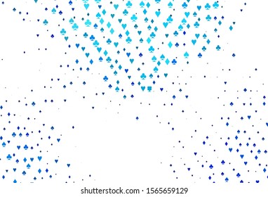 Light BLUE vector cover with symbols of gamble. Blurred decorative design of hearts, spades, clubs, diamonds. Pattern for booklets, leaflets of gambling houses.