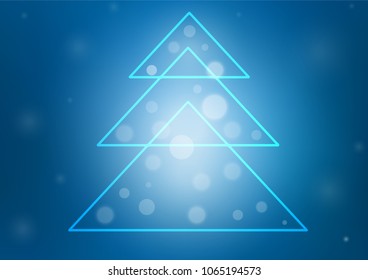 Light BLUE vector cover with a xmas tree. Glitter abstract illustration with christmas tree. New year design for your ad, poster, banner.