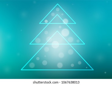 Light BLUE vector cover with a xmas tree. Modern geometrical abstract illustration with xmas tree. The pattern can be used for year new  websites.