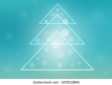 Light BLUE vector cover with a xmas tree. Shining colored illustration with xmas tree in christmas style. The template can be used as a new year background.