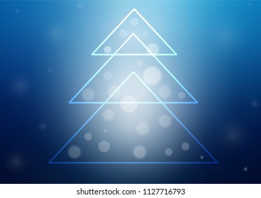 Light BLUE vector cover with a xmas tree. Decorative shining illustration with xmas tree on abstract template. New year design for your business advert.