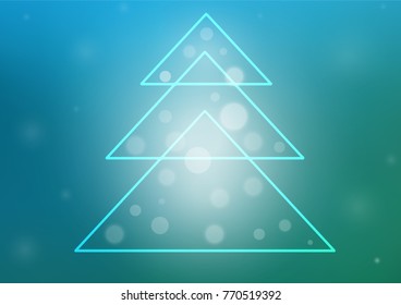 Light BLUE vector cover with a xmas tree. Decorative shining illustration with xmas tree on abstract template. New year design for your ad, poster, banner.