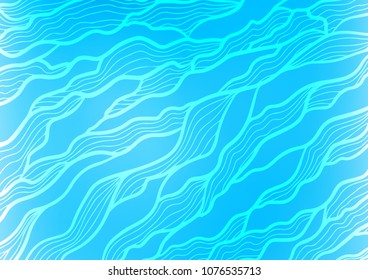 Light BLUE vector curved background. Geometric doodle illustration in with gradient. The textured pattern can be used for website.