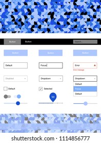 Light BLUE vector design ui kit with dots. Beautiful ui ux kit with colorful dots in its header. This template you can use for websites.