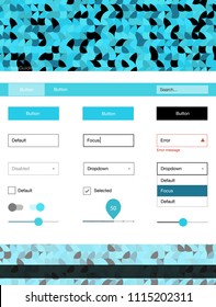 Light BLUE vector design ui kit with dots. Beautiful ui ux kit with colorful dots in its header. Simple colorful design for websites.