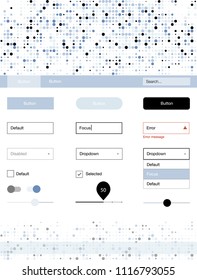 Light BLUE vector design ui kit with dots. Beautiful ui ux kit with colorful dots in its header. Modern template for your landing page.