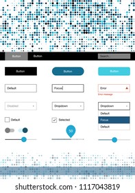Light BLUE vector design ui kit with dots. Colorful ui/ux kit with header consisted of spheres. Modern template for your landing page.