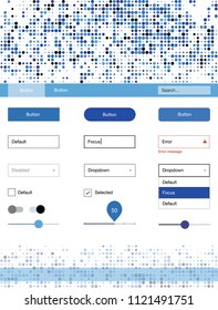 Light BLUE vector design ui kit with dots. Colorful ui/ux kit with header consisted of spheres. Beautiful layout for websites, landing pages.
