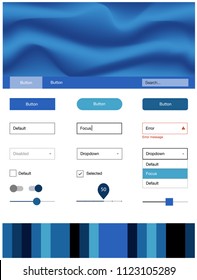 Light BLUE vector design ui kit with curved circles. Colorful illustration in abstract memphis style with gradient. This template you can use for websites.