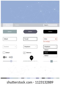 Light BLUE vector design ui kit with mosaic, circles. Simple Material Design Kit with colorful triangles, circles. Simple colorful design for websites.