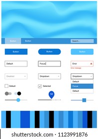 Light BLUE vector design ui kit with curved circles. Elegant bright illustration with gradient  in memphis style. This sample is for your landing page.