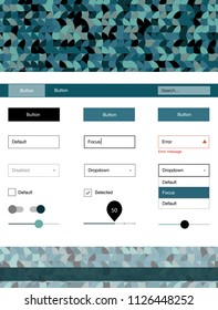 Light BLUE vector design ui kit with dots. Web ui kit with abstract gradient circles in its header. Modern template for your landing page.