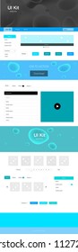Light BLUE vector design ui kit with curved circles. Colorful illustration in abstract memphis style with gradient. This template you can use for websites.