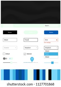 Light BLUE vector design ui kit with curved circles. Colorful illustration in abstract memphis style with gradient. Simple colorful design for websites.