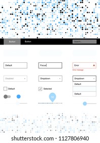 Light BLUE vector design ui kit with dots. Simple Material Design Kit with colorful dots in header. This sample is for your website.