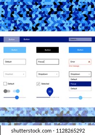 Light BLUE vector design ui kit with dots. Beautiful ui ux kit with colorful dots in its header. This sample is for your landing page.