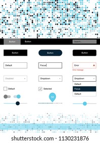 Light BLUE vector design ui kit with dots. Beautiful ui ux kit with colorful dots in its header. Simple colorful design for websites.