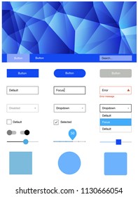 Light BLUE vector design ui kit with mosaic. Decorative ui kit design in abstract style with colorful crystals. This template you can use for landing pages.